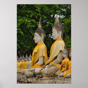 Rij met Boeddhabeelden, Wat Yai Chaya Mongkol Poster