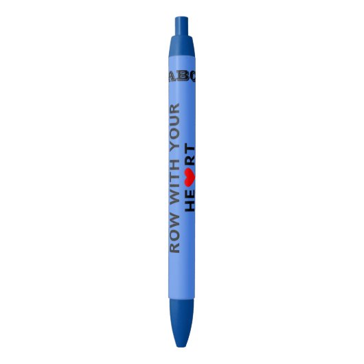 Rij met uw hart aangepaste initialen blauwe inkt pen (Voorkant Verticaal)