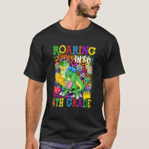 Rij naar 4e graddinosaurus t rex terug naar Scho T-shirt