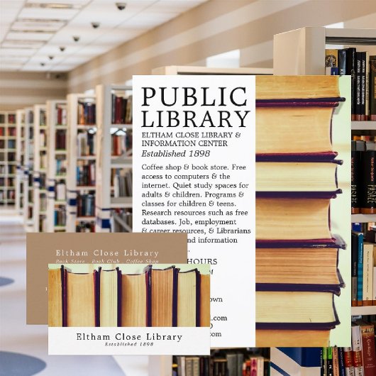 Rij oude boeken, bibliotheek Adverteren Flyer