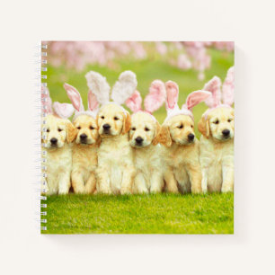 Rij puppy konijnen notitieboek