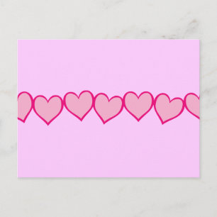 Rij Roze Harten Briefkaart