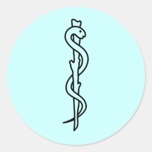 Rij van Asclepius [medisch symbool] Ronde Sticker