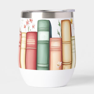 Rij van boeken, bloemen, vlinders