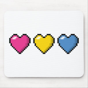 Rij van drie Pansexual Pride Flag Pixel Hearts Muismat