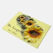 Rij van Gele Zonnebloemen Deurmat (Schuin)