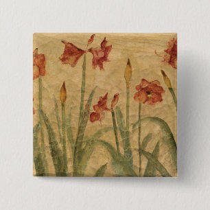 Rij van Red Amaryllis Vierkante Button 5,1 Cm