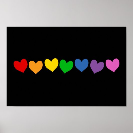 Rij van regenboogharten poster (Voorkant)