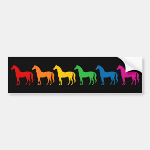 Rij van regenboogkleurpaarden bumpersticker
