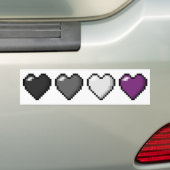 Rij van vier aseksuele pride-vlagpixels bumpersticker (Op auto)