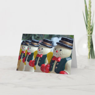 Rij van Vintage Snowmen Feestdagen Kaart