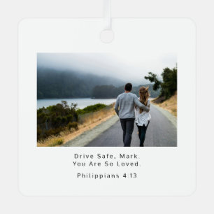 Rij veilig Filippenzen 4:13 Christelijke foto auto Metalen Ornament