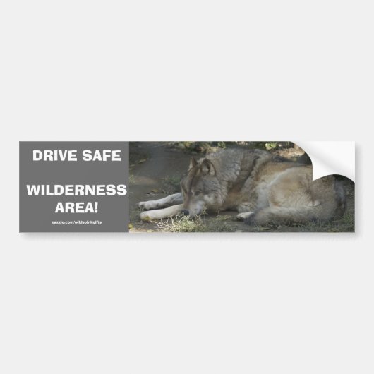 RIJ VEILIG WILDLIFE GREY WOLF BUMPERSTICKER (Voorkant)