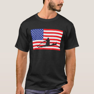 Rij Verenigde Staten Amerikaanse vlag Rower Kayake T-shirt