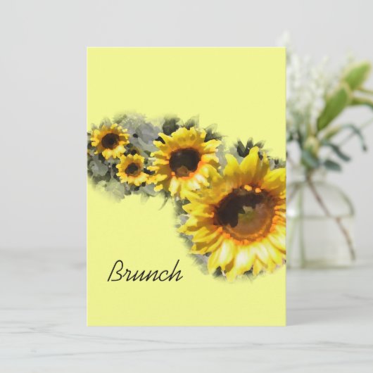 Rij zonnebloemen Post Garden Wedding Brunch Kaart (Staand voorkant)