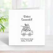 Rijauto met adres van vakken rubberstempel