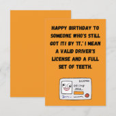 Rijbewijs Funny Birthday Wenskaart Kaart (Voorkant / Achterkant)
