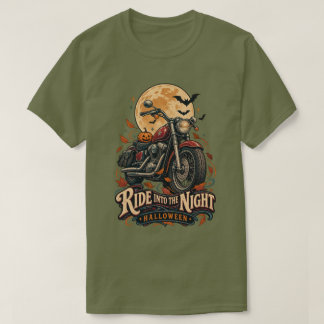 Rijd de Nacht In Halloween Vintage Motorfiets T-shirt