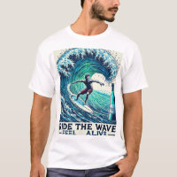 Rijd op de golf, voel je levend - Surfer T-shirt
