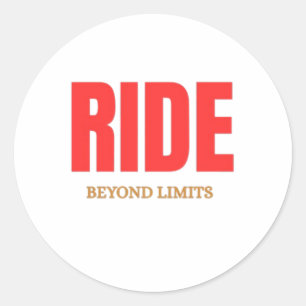 Rijd Voorbij Grenzen – Motiverende Biker Typografi Ronde Sticker