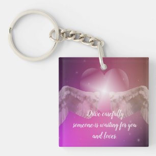 Rijd voorzichtig iemand op je wacht sleutelhanger