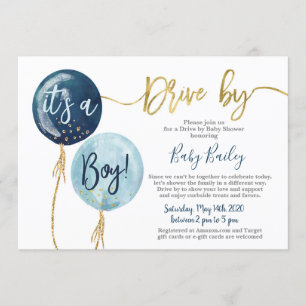 Rijden door Baby shower boy Kaart