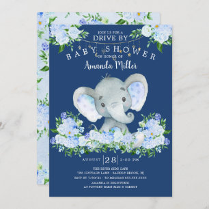 Rijden door Elephant Boys Baby shower Invitation Kaart