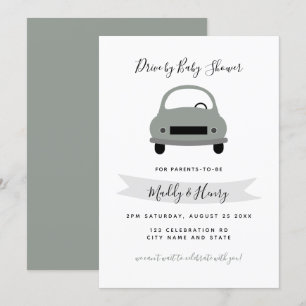 Rijden door neutraal jongetje baby shower groen gr kaart