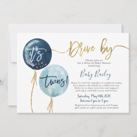 Rijden door Twins Baby shower boy Kaart (Voorkant)