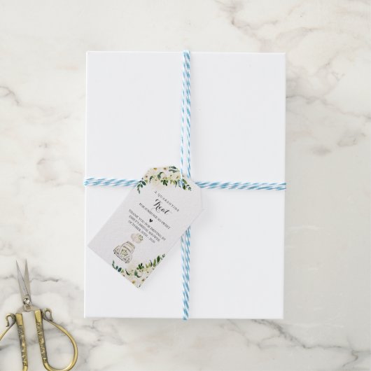 Rijden door Vrijgezellenfeest Witte bloemencadeau Cadeaulabel (Met Touw)