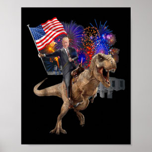 Rijden Een Dinosaurus T-rex Ondersteuning Trump 20 Poster