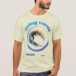 Rijden golven sinds... levendige kleuren surfer on t-shirt