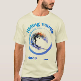 Rijden golven sinds... levendige kleuren surfer on t-shirt