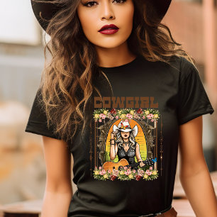 Rijden in de zonsondergang: Westerne Cowgirl Adven T-shirt