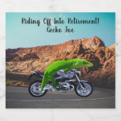 Rijden in pensioen Gecko Joe motorfiets Bier Etiket (Enkel label)