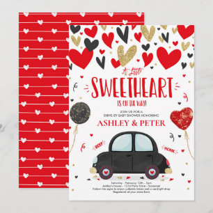 Rijden met de Valentijn Baby shower Sweetheart Red Kaart
