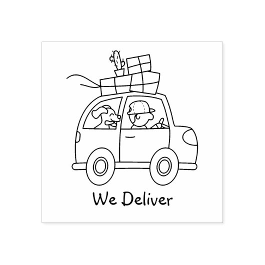 Rijden met dozen die we leveren rubberstempel (Afrduk)