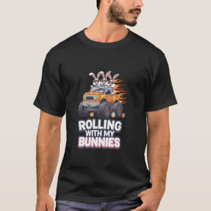 Rijden met mijn konijnen Gelukkig Pasen Monstertru T-shirt