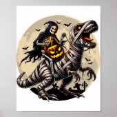 Rijden Mummy Dinosaur T Rex Pumpkin Funny Hallowee Poster (Voorkant)