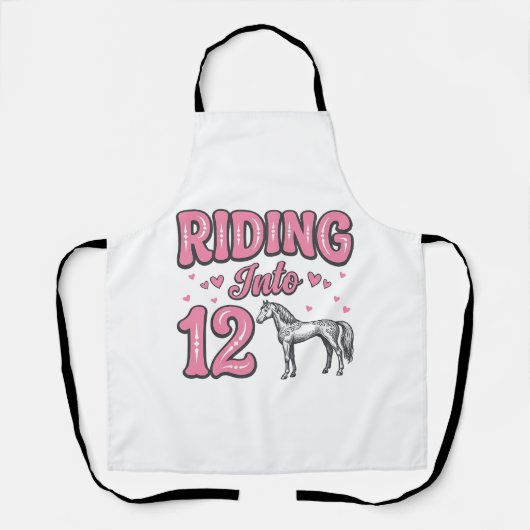 Rijden naar 12 Paard Verjaardag Vector Design_1 Schort (Voorkant)