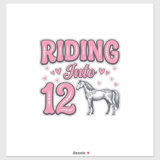Rijden naar 12 Paard Verjaardag Vector Design_1 Sticker (Vel)