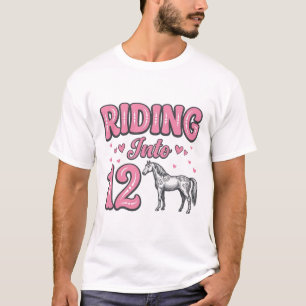 Rijden naar 12 Paard Verjaardag Vector Design_1 T-shirt