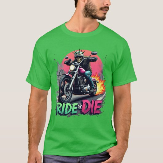 Rijden of sterven - Bold Urban Biker Graphic Desig T-shirt (Voorkant)