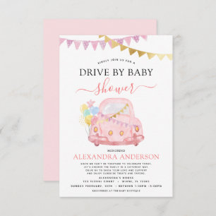 Rijden op Baby shower Blush Pink Gold Foil Kaart