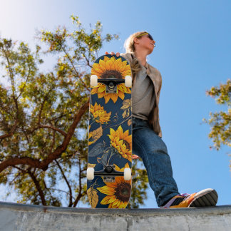 Rijden op de Floral Bliss: Zonnebloemen Kunstwerk Skateboard