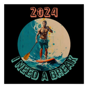 Rijden op de golven: sup paddle board surfen editi perfect poster