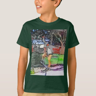 Rijden op de rails - Cartoon Skateboarder Design T-shirt