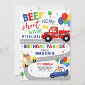Rijden op verjaardagsparade uitnodiging Blue Parad (Voorkant)