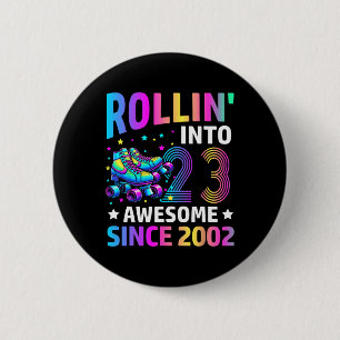 Rijdend naar 23 jaar oud Skates 23e verjaardag Gif Ronde Button 5,7 Cm
