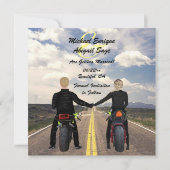 rijdende motorfietsen en veldbruiloft save the date (Achterkant)